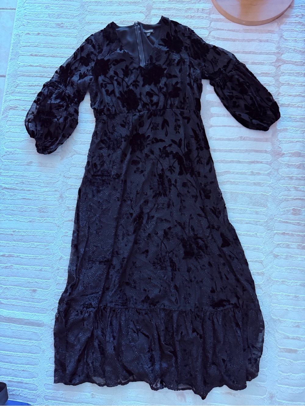Express Black Floral Velvet Burnout Maxi Dress